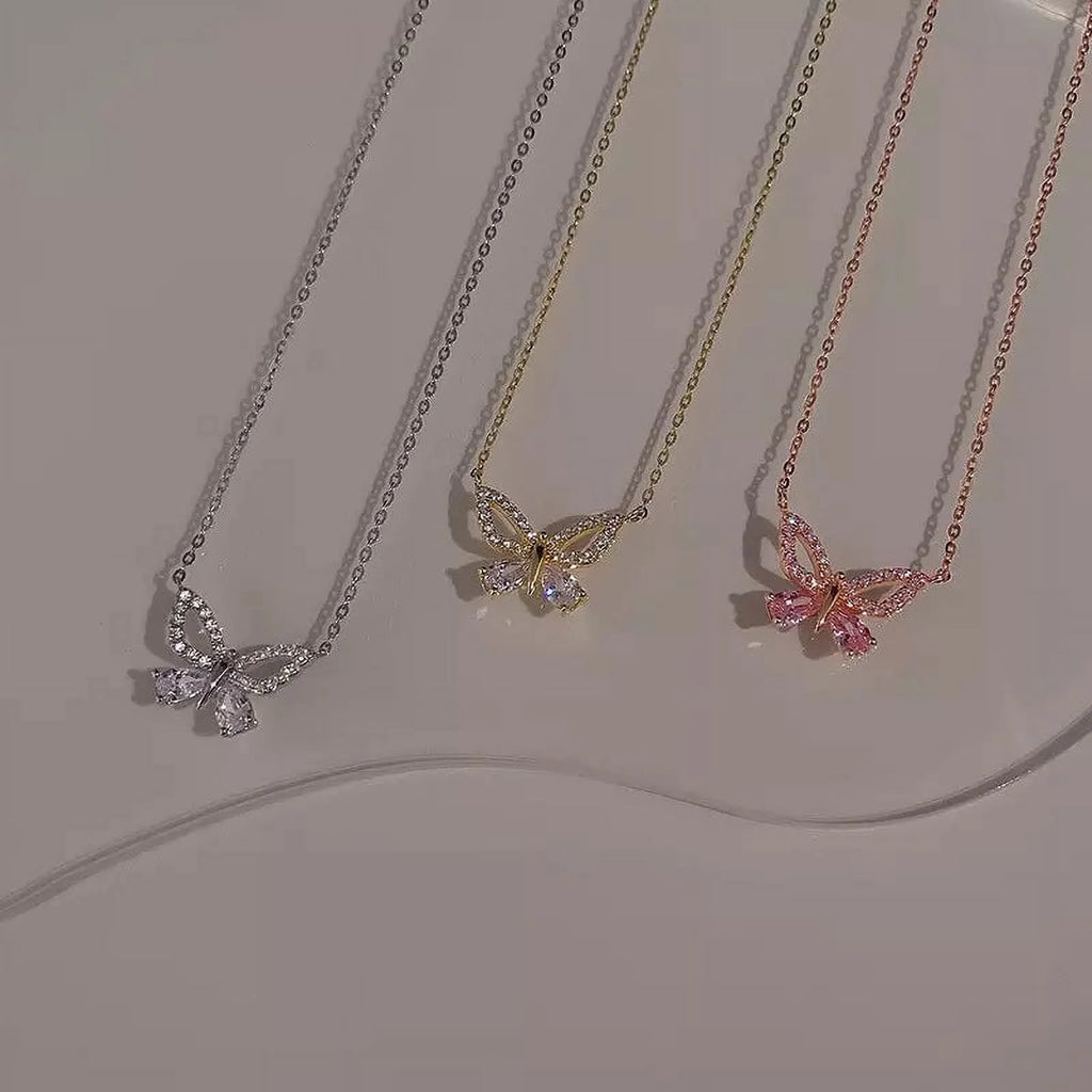 Delicate Butterfly Zircon Choker Necklace F616087