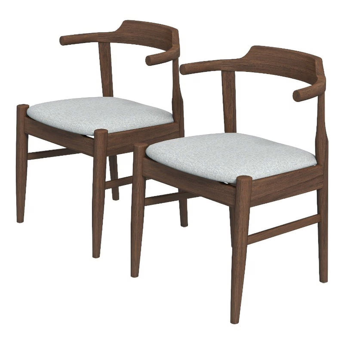 Mid-Century Wood/Fabric Dining Chair in Gray (Set of 2) A13908