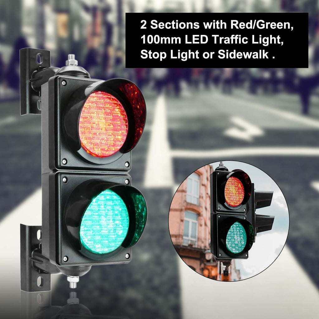 100mm Red/Green LED Traffic Light, DC9-36V, IP65 PC Housing K637251