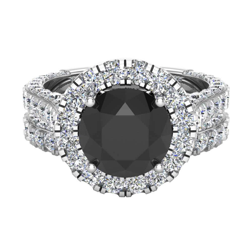 18K White Gold Halo Wedding Ring Set 5.15 Carat K11011