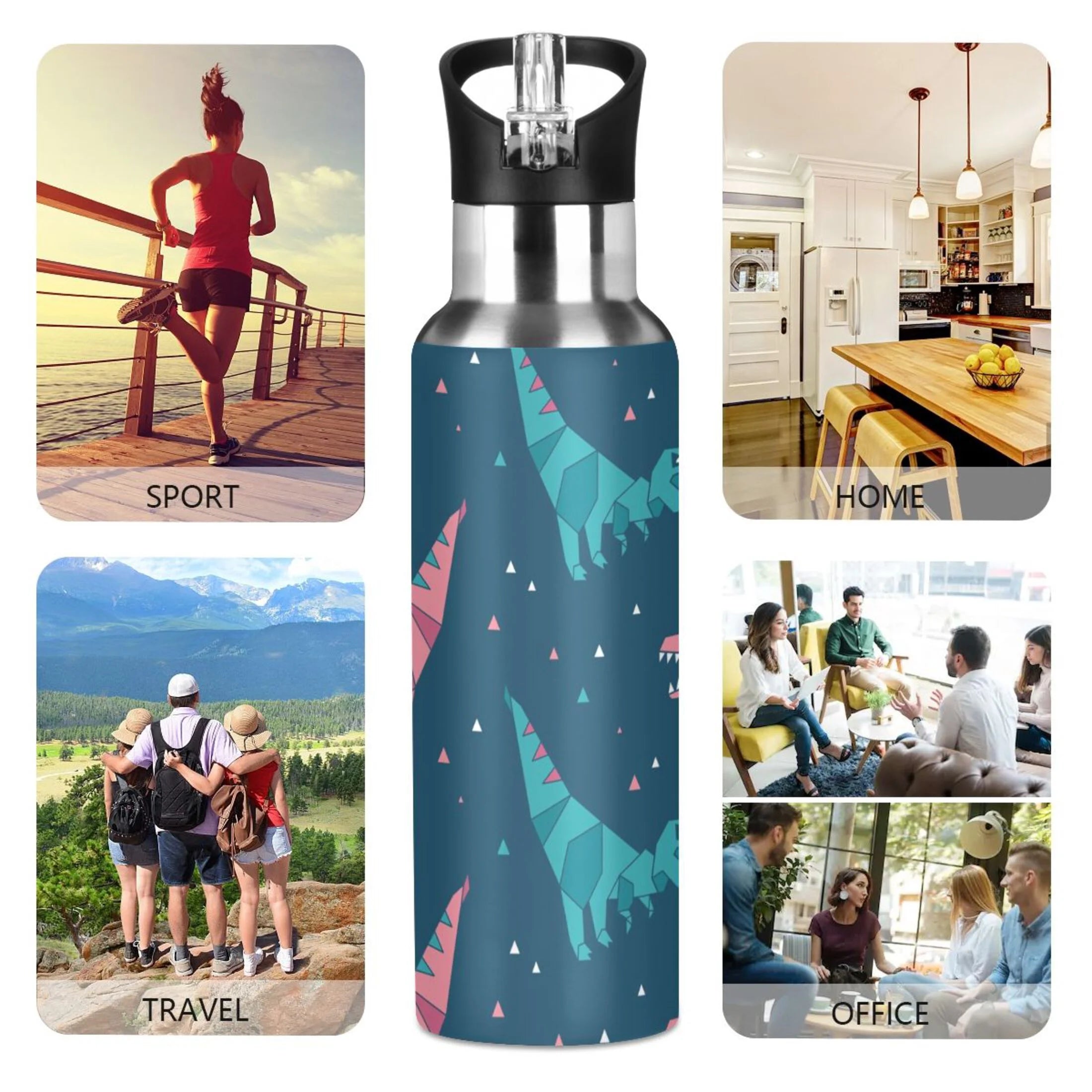 Stainless Steel Water Bottle with Straw Lid Vacuum Insulated 20 OZ G1878