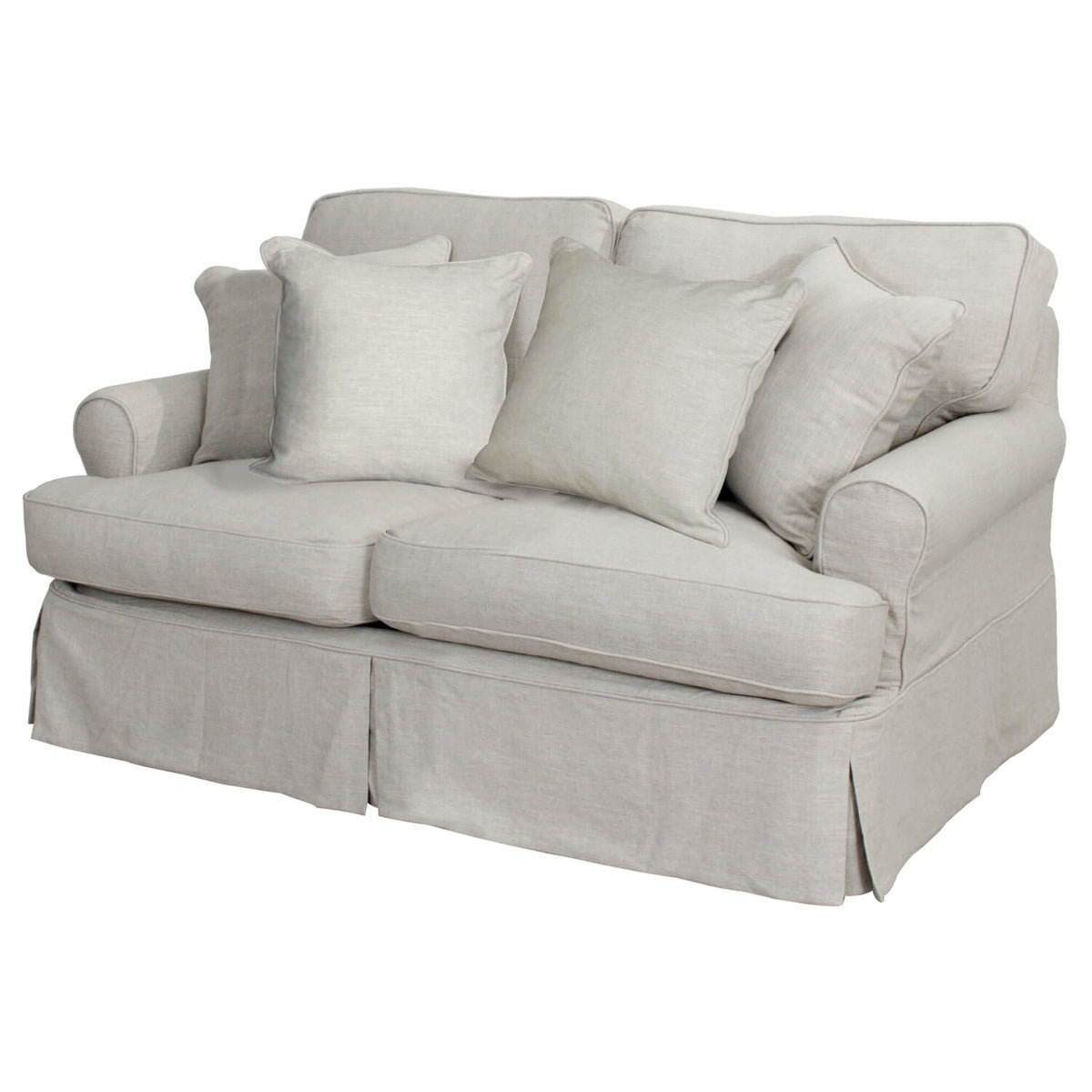 Light Gray Fabric Slipcovered Loveseat W38994