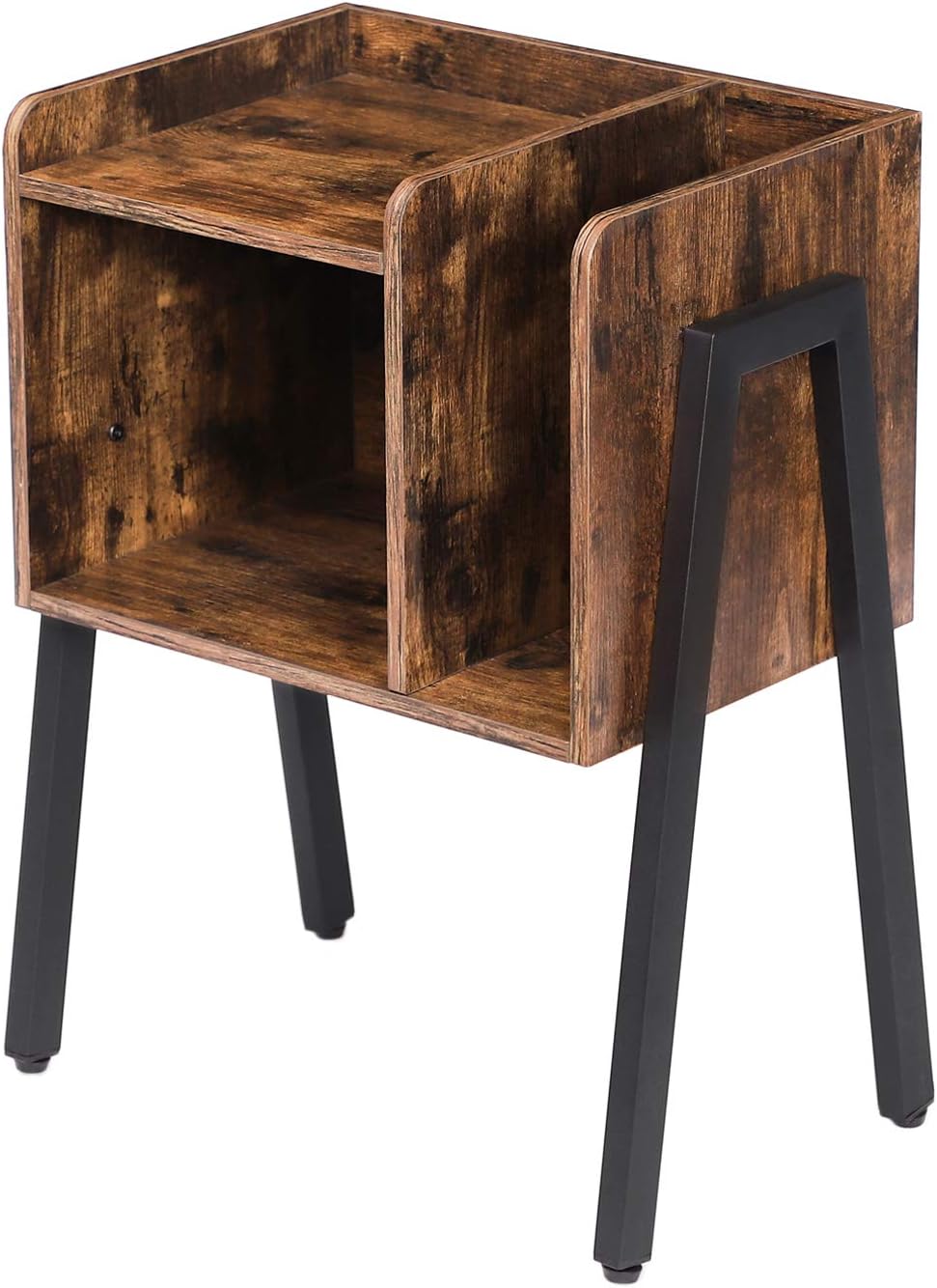 Rustic Brown Stackable End Table with Metal Frame J89407