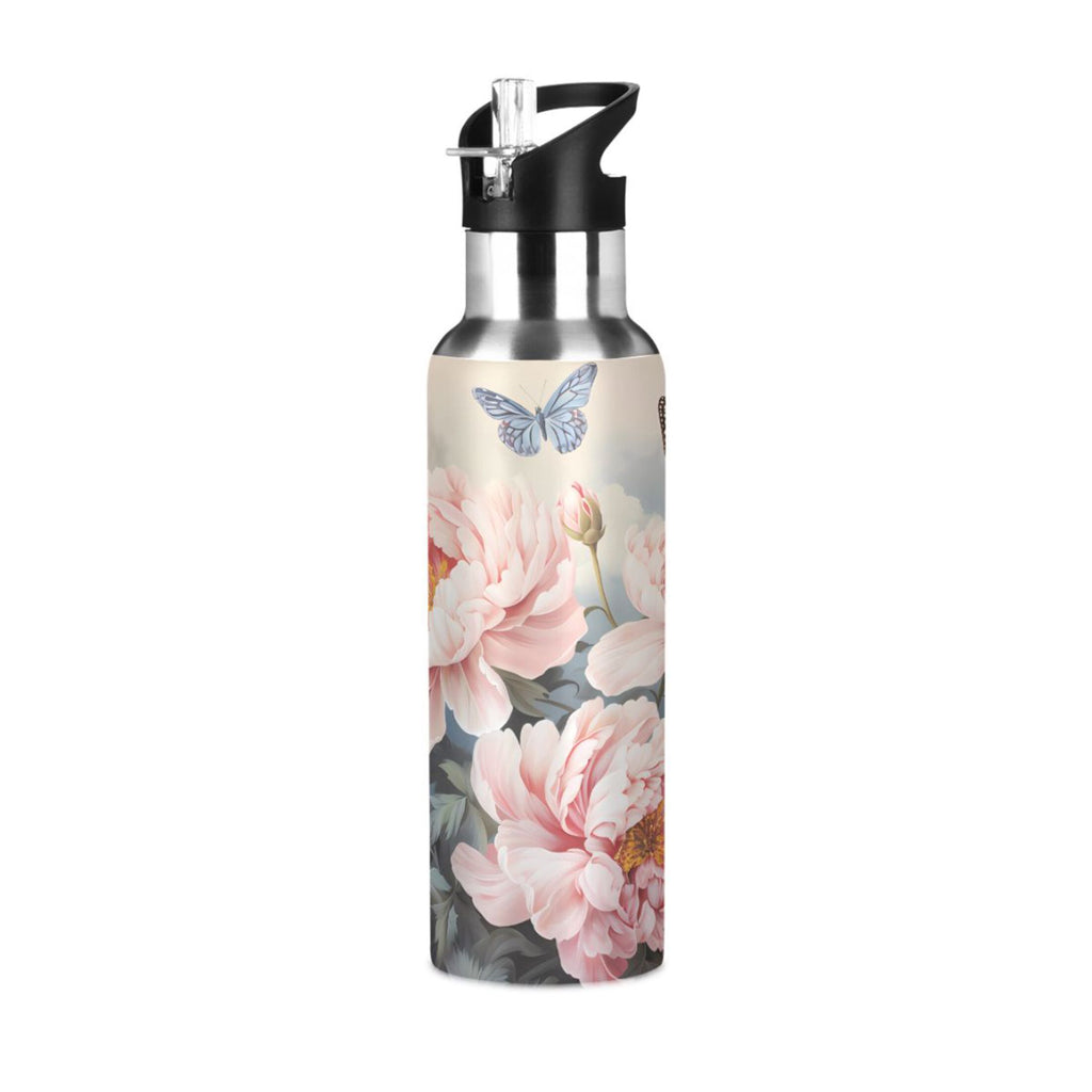 Pink Flowers and Butterflies Stainless Steel Insulated Water Bottle L669064