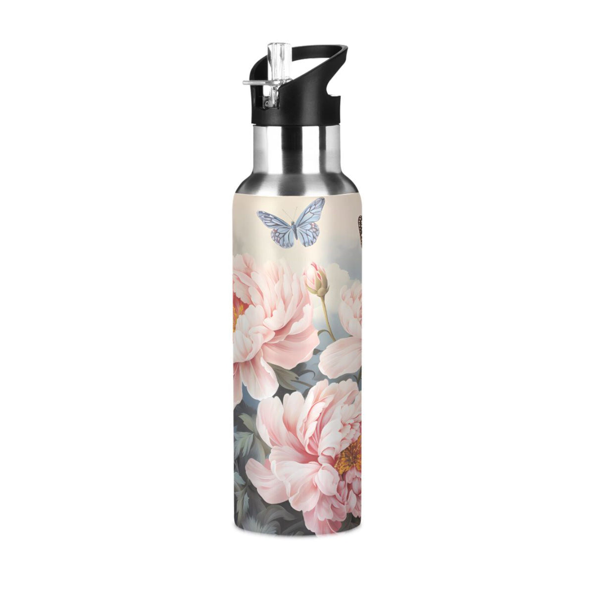 Pink Flowers and Butterflies Stainless Steel Insulated Water Bottle L669064