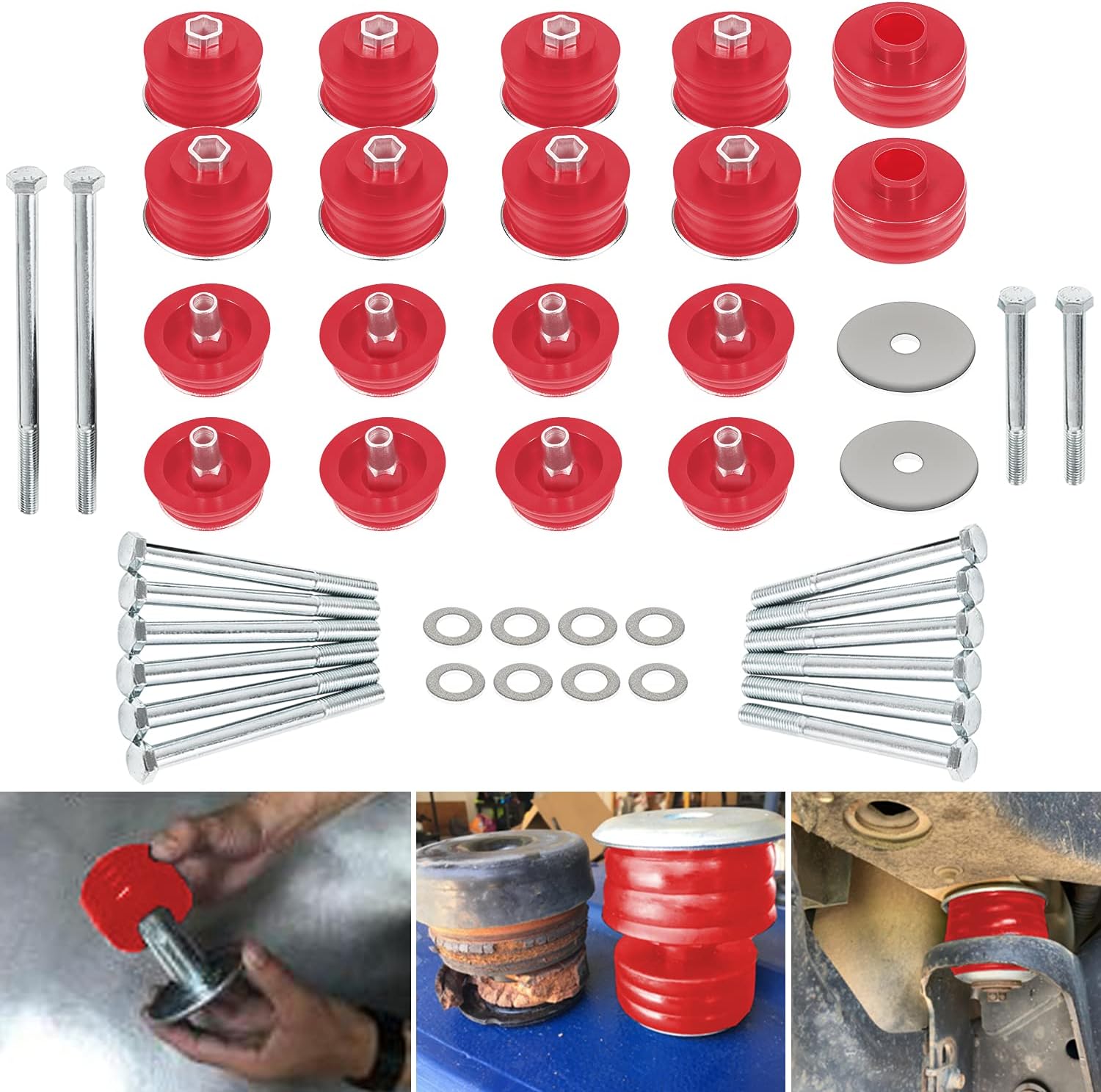 Body Mount Bushing Kit Polyurethane Cab Mounts with Steel Sleeves and Hardware B15163