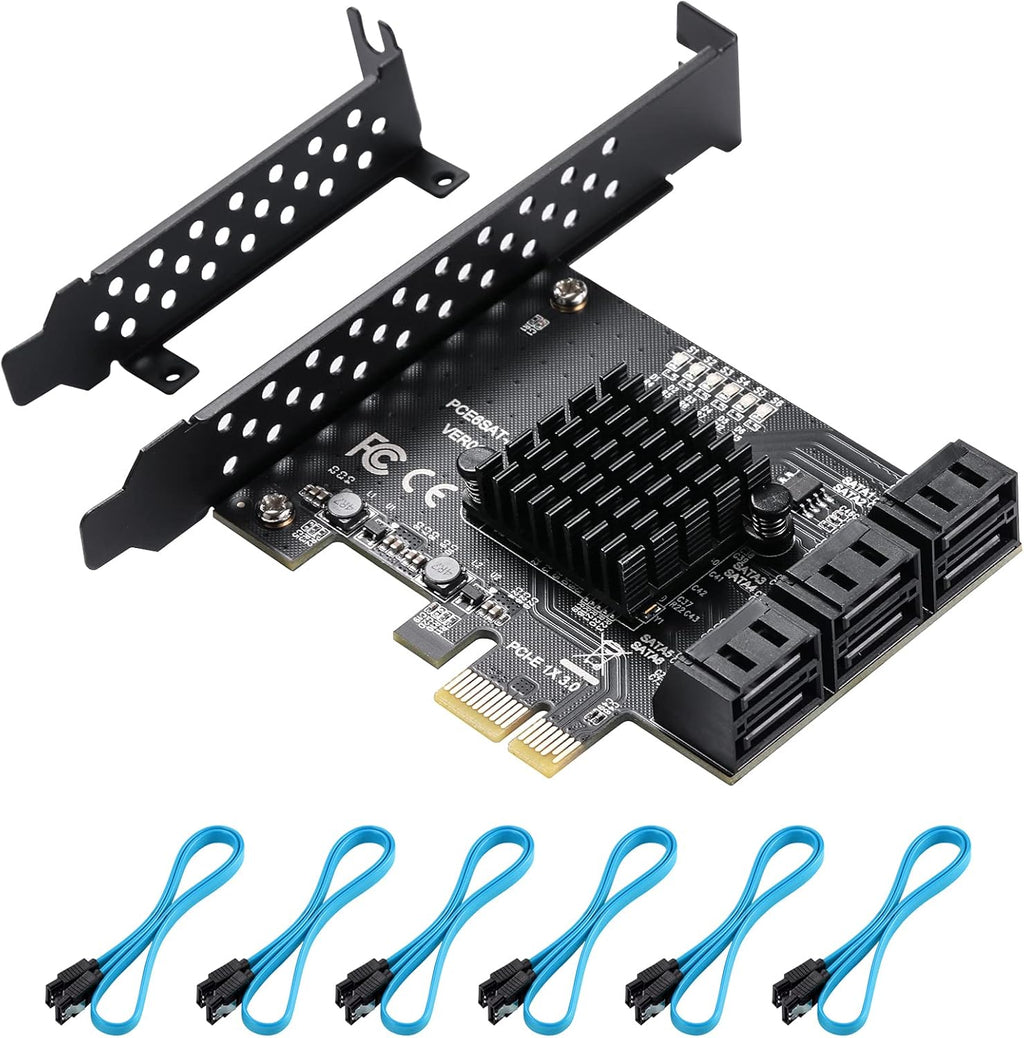 PCIe SATA Card 8 Ports with 8 SATA Cables and Low Profile Bracket P832738