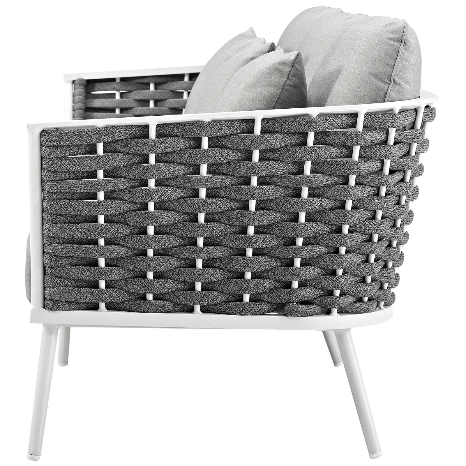 White Gray 6 Piece Aluminum Patio Sectional Sofa Set G90038