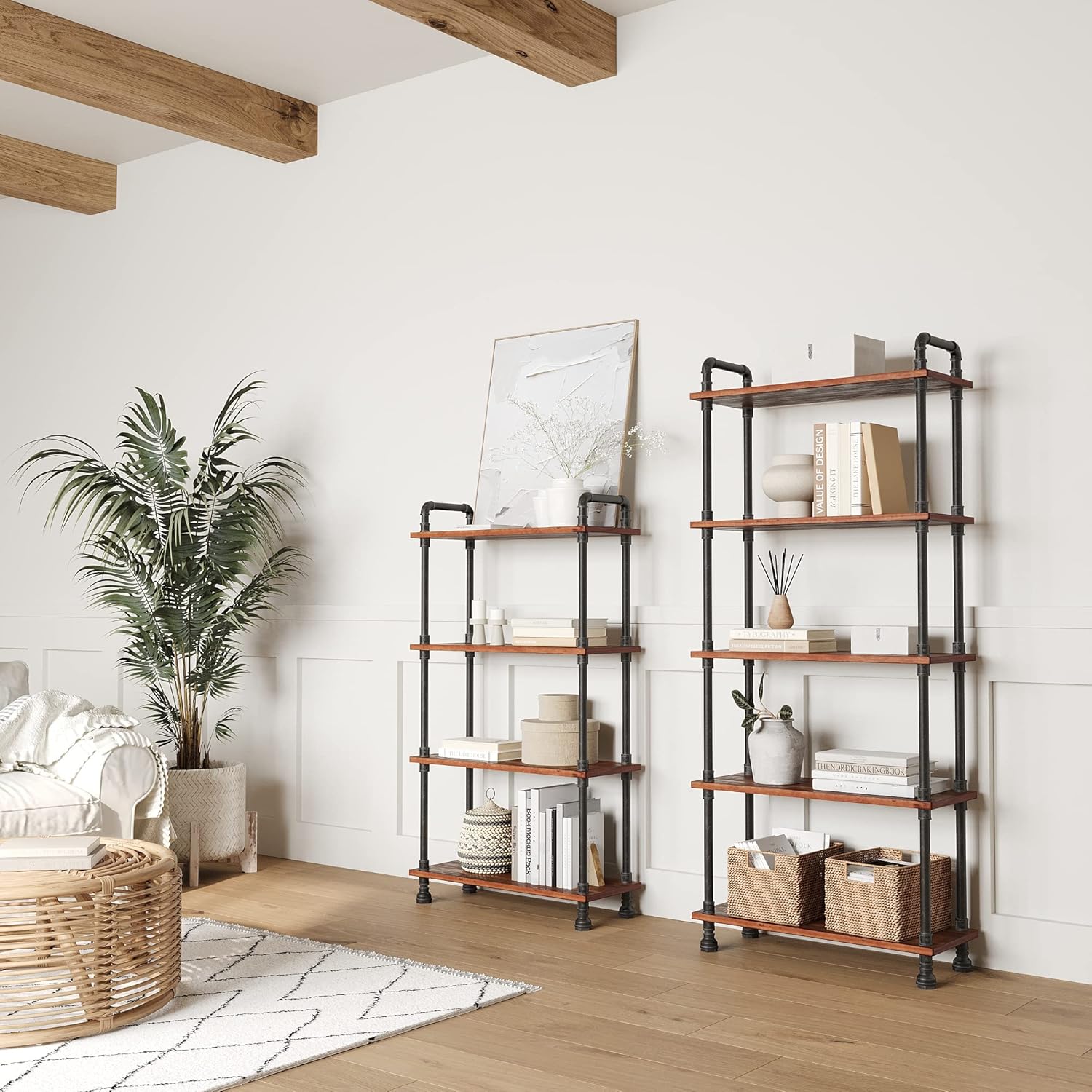 5-Tier Solid Pine Open Wood Bookcase, Brown Y87010