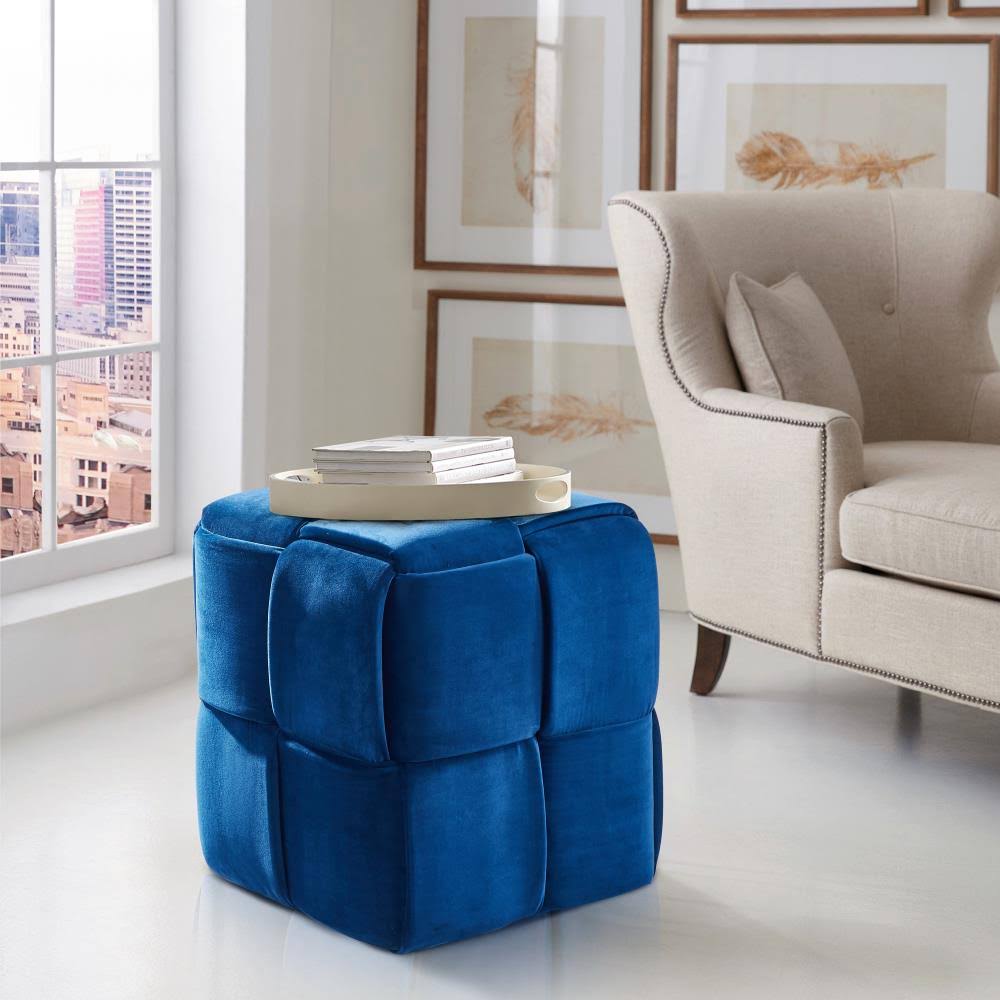 Blue Velvet Ottoman R519