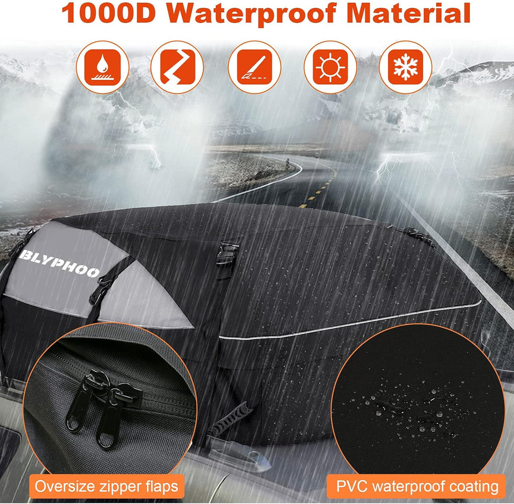 20 Cubic Feet Waterproof Rooftop Cargo Carrier with 8 Reinforced Straps J90810