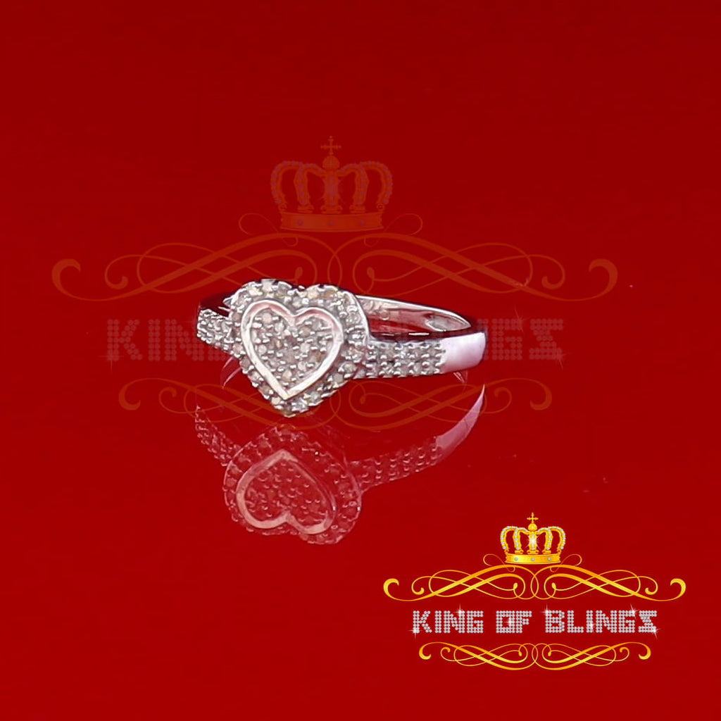 0.25 CT Real Diamond 925 Sterling Silver White Heart Ring Size 7 B9935