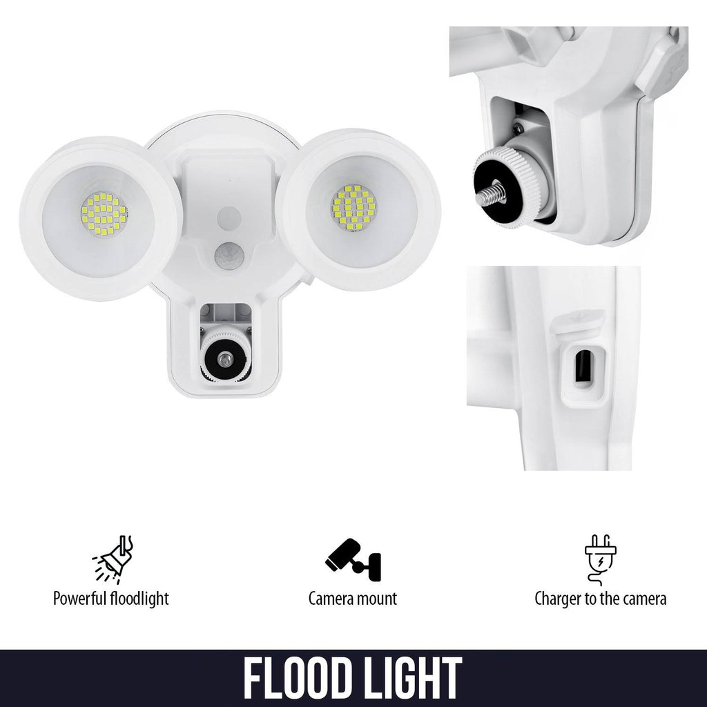 3-in-1 Floodlight, Charger and Mount for Ring Stick Up Cam and Spotlight Cam Battery (Black) V1970
