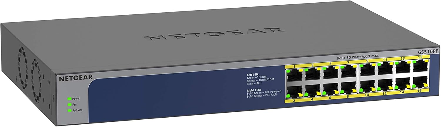 16-Port Gigabit Ethernet Unmanaged PoE Switch with 16 x PoE+ @ 183W P87336