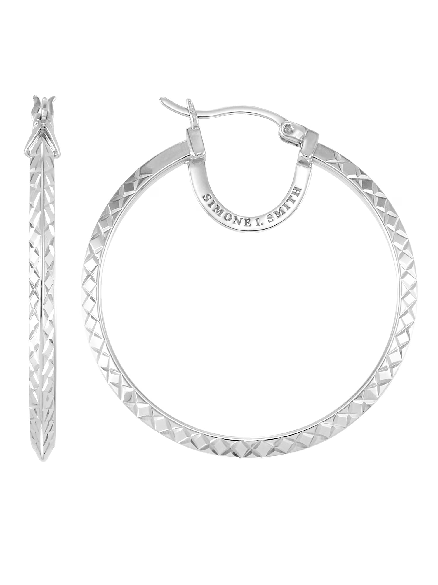 Sterling Silver Diamond Cut Round Hoop Earrings Z40064