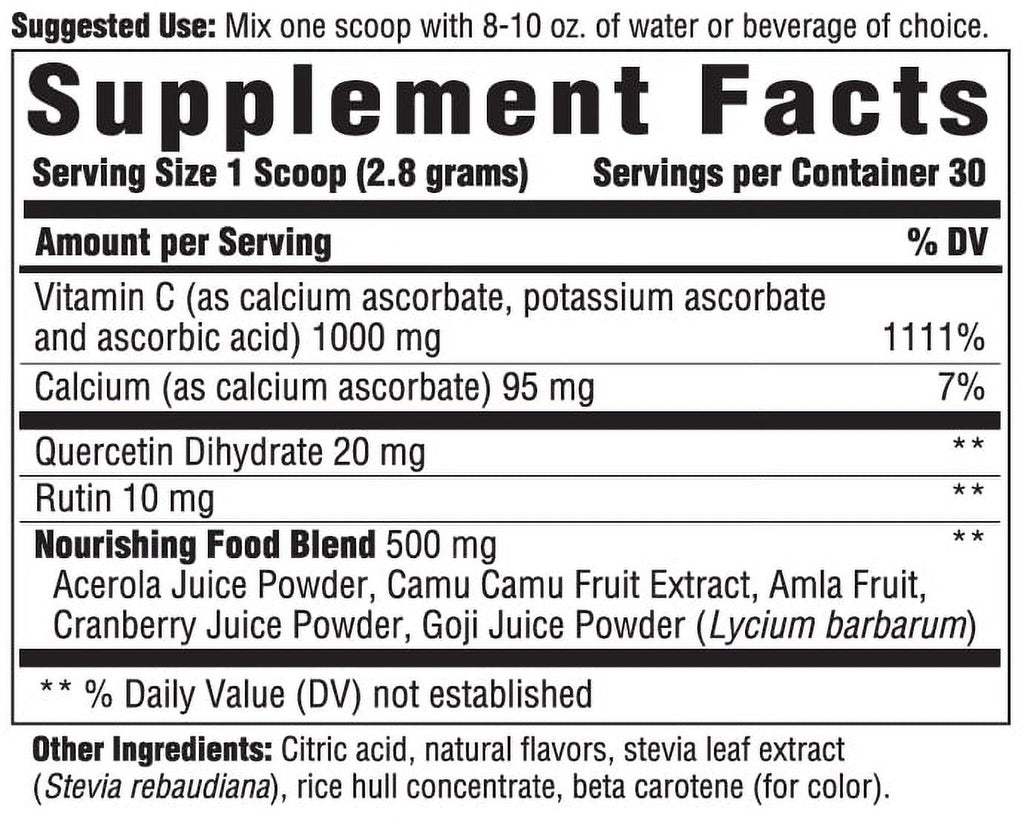 C Complete Powder Antioxidant Vitamin C Supplement Vegetarian Non-GMO 2.96 Oz. 30 Servings W14425