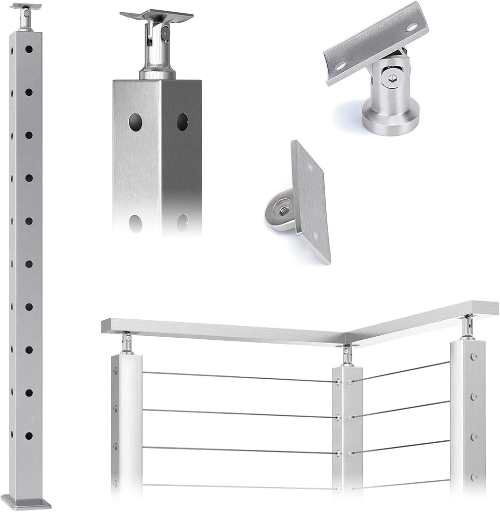 Square Weldless Stainless Steel Cable Railing Corner Post T260051