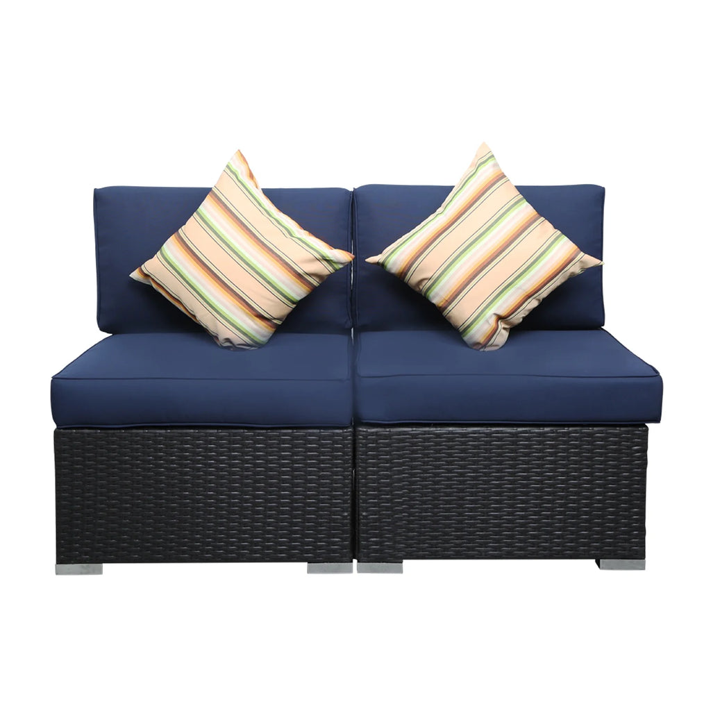 Gray Outdoor Patio Conversation Sofa Set with Padded Wicker Rattan Chairs R4690