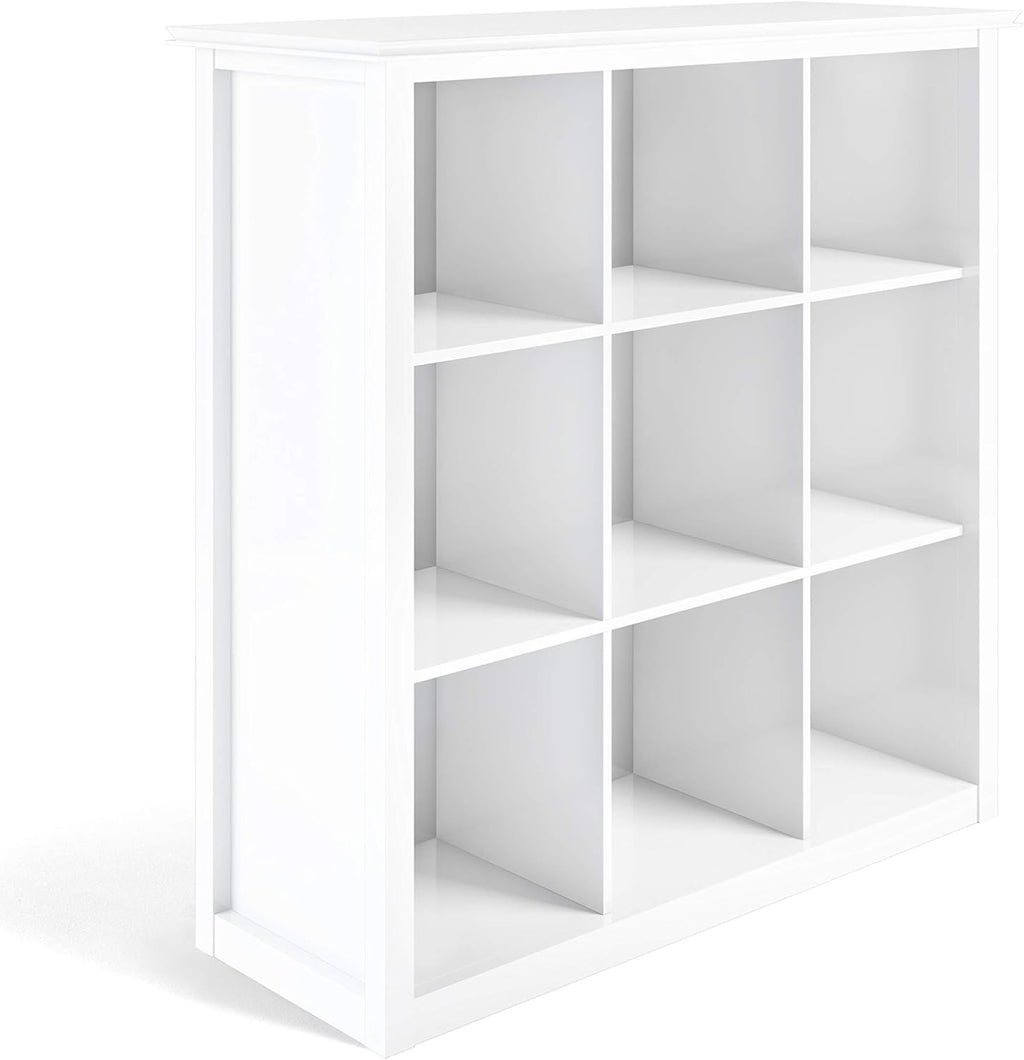 Distressed Grey 9 Cube Solid Wood Bookcase with 9 Shelves B3629