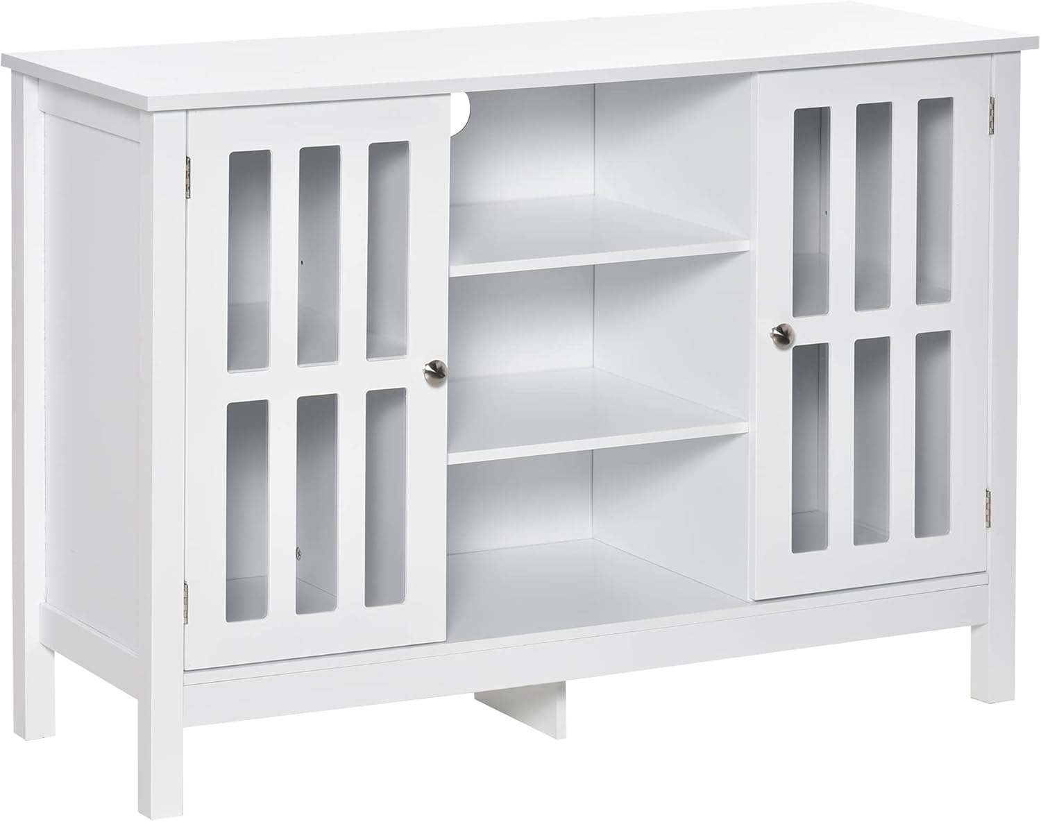 Grey Sideboard Storage Cabinet with 2 Doors and Open Shelving B675