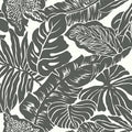 Metallic Silver Graphic Palm Wallpaper D1556