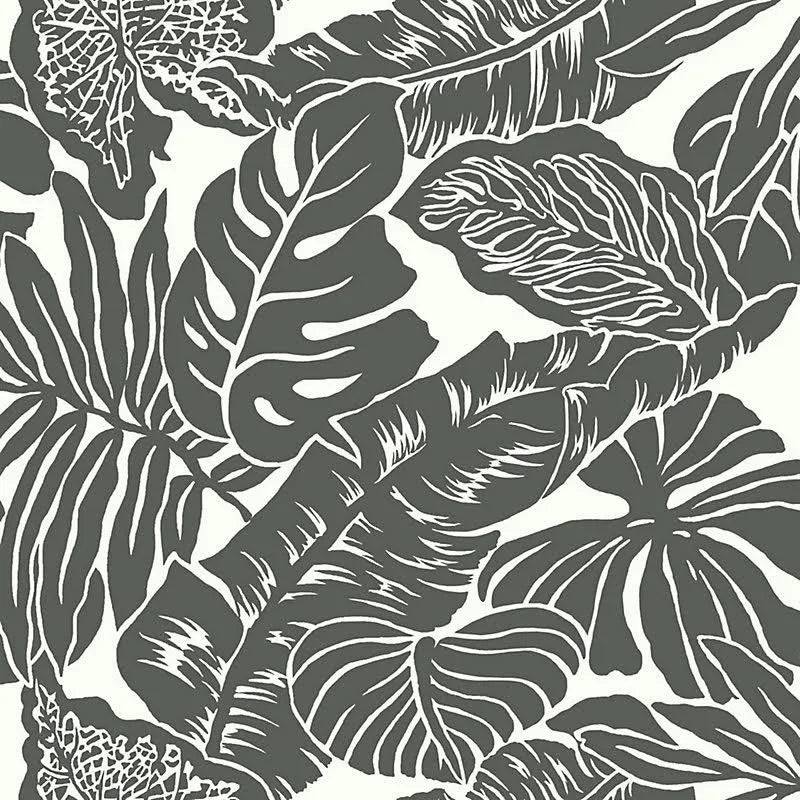 Metallic Silver Graphic Palm Wallpaper D1556