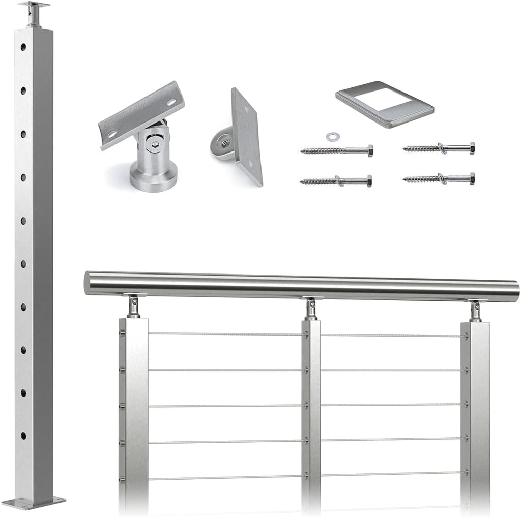Square Weldless Stainless Steel Cable Railing Corner Post T260051