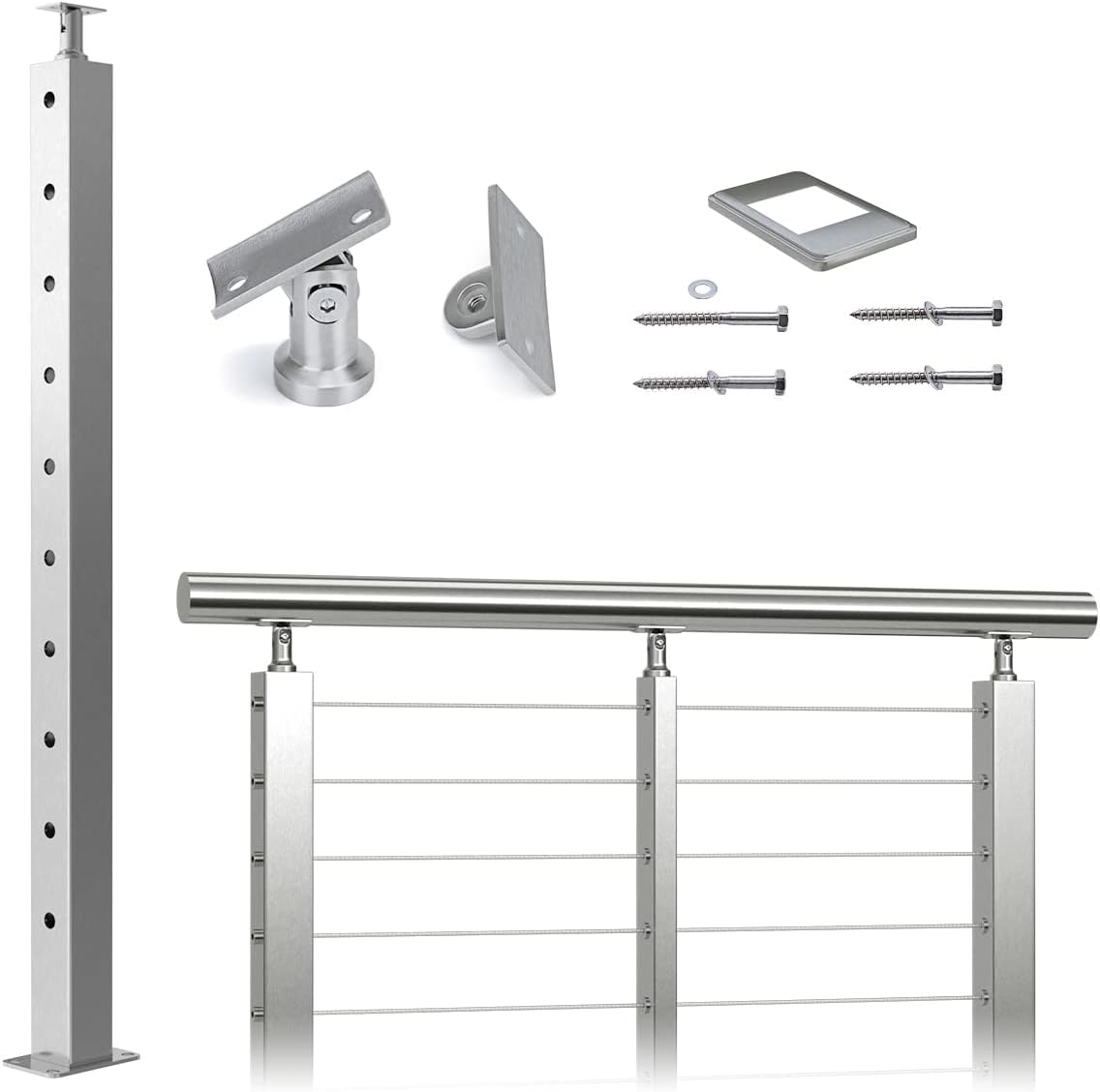 Square Weldless Stainless Steel Cable Railing Corner Post T260051