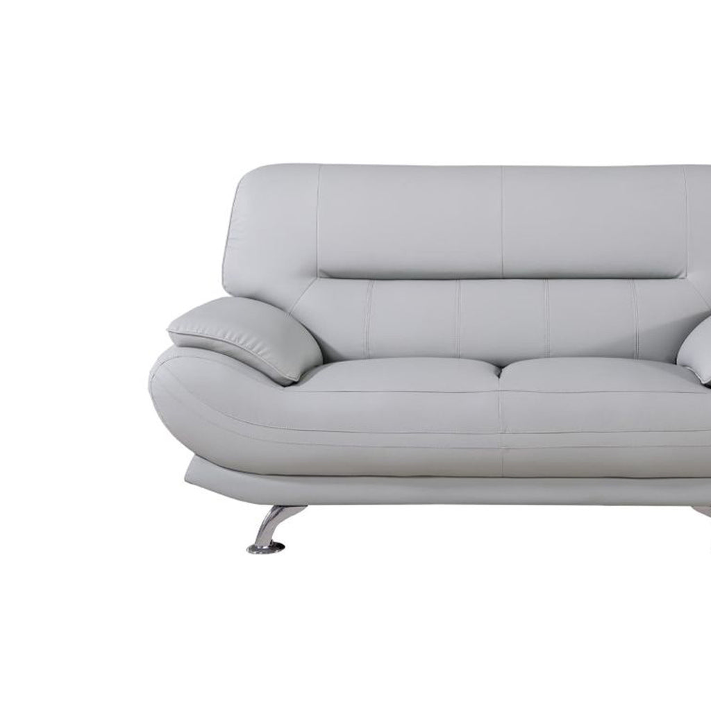 Light Gray Faux Leather Upholstered Wooden Loveseat with Pillow Top Armrest C2481