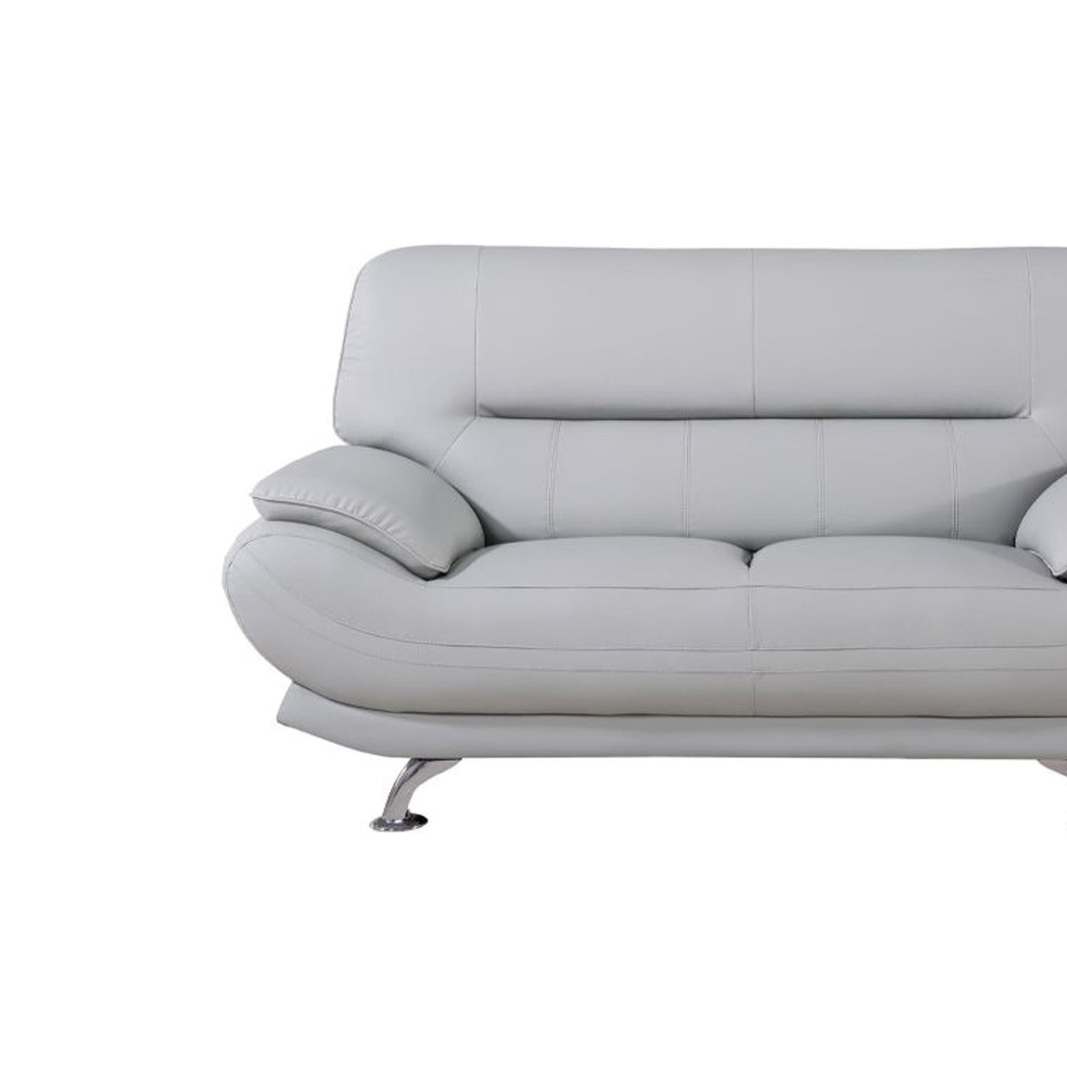 Light Gray Faux Leather Upholstered Wooden Loveseat with Pillow Top Armrest C2481