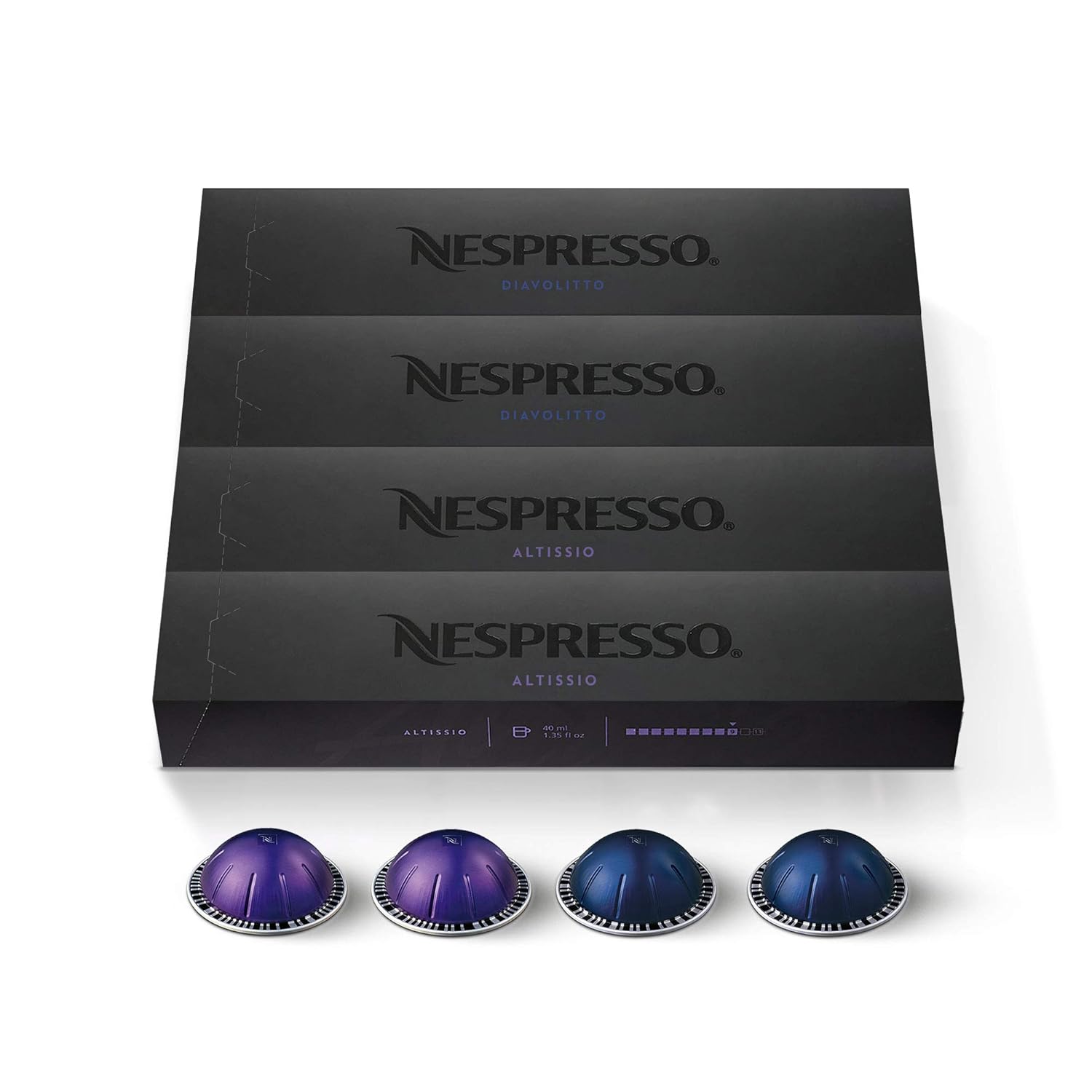 40 Count Nespresso Capsules VertuoLine Espresso and Coffee Variety Bundle M166122