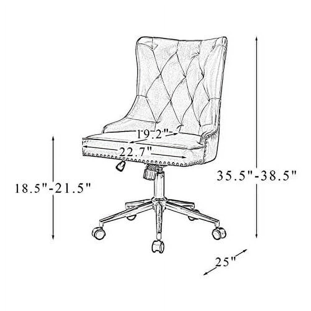 Camel PU Leather Armless Ergonomic Swivel Task Chair with 5 Rolling Casters R7143