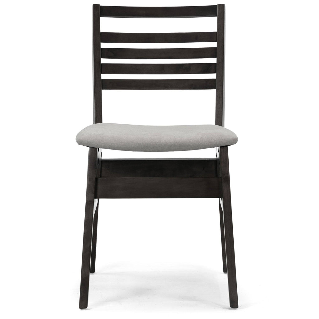 Set of 2 Black Wood Chair with Light Grey Fabric Seat and Ladder Back D199