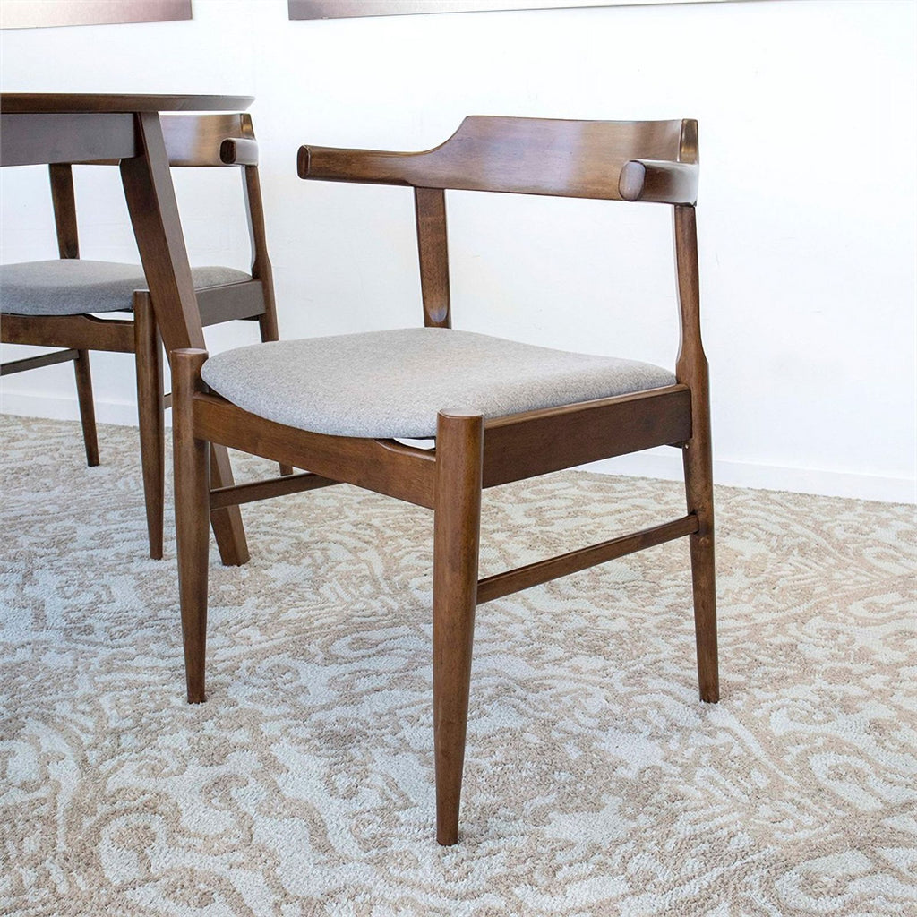 Mid-Century Wood/Fabric Dining Chair in Gray (Set of 2) A13908