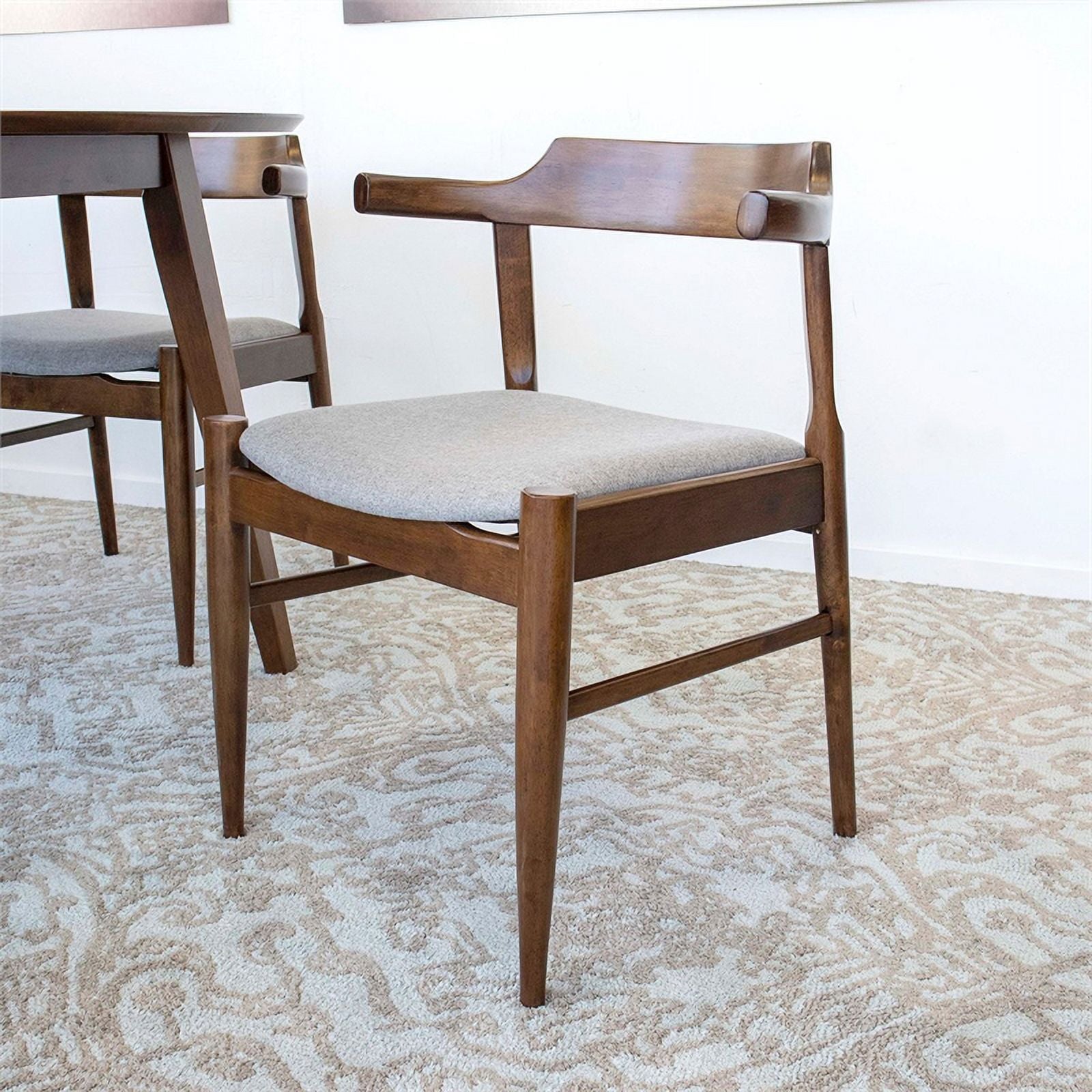 Mid-Century Wood/Fabric Dining Chair in Gray (Set of 2) A13908