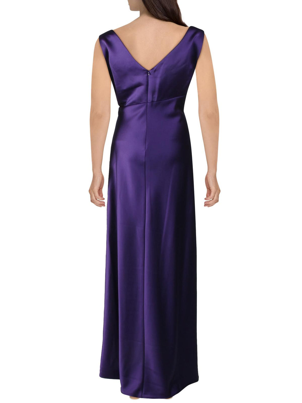 Purple Sleeveless Faux Wrap Formal Dress D6464