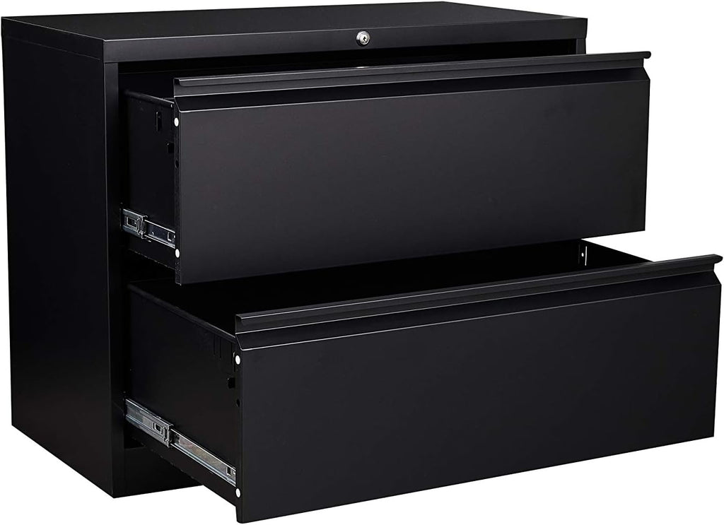 White 2 Drawer Metal Lateral File Cabinet with Lock H2347