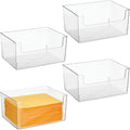 Clear Stackable Plastic Open Front Storage Organizer Bin, 4 Pack D699