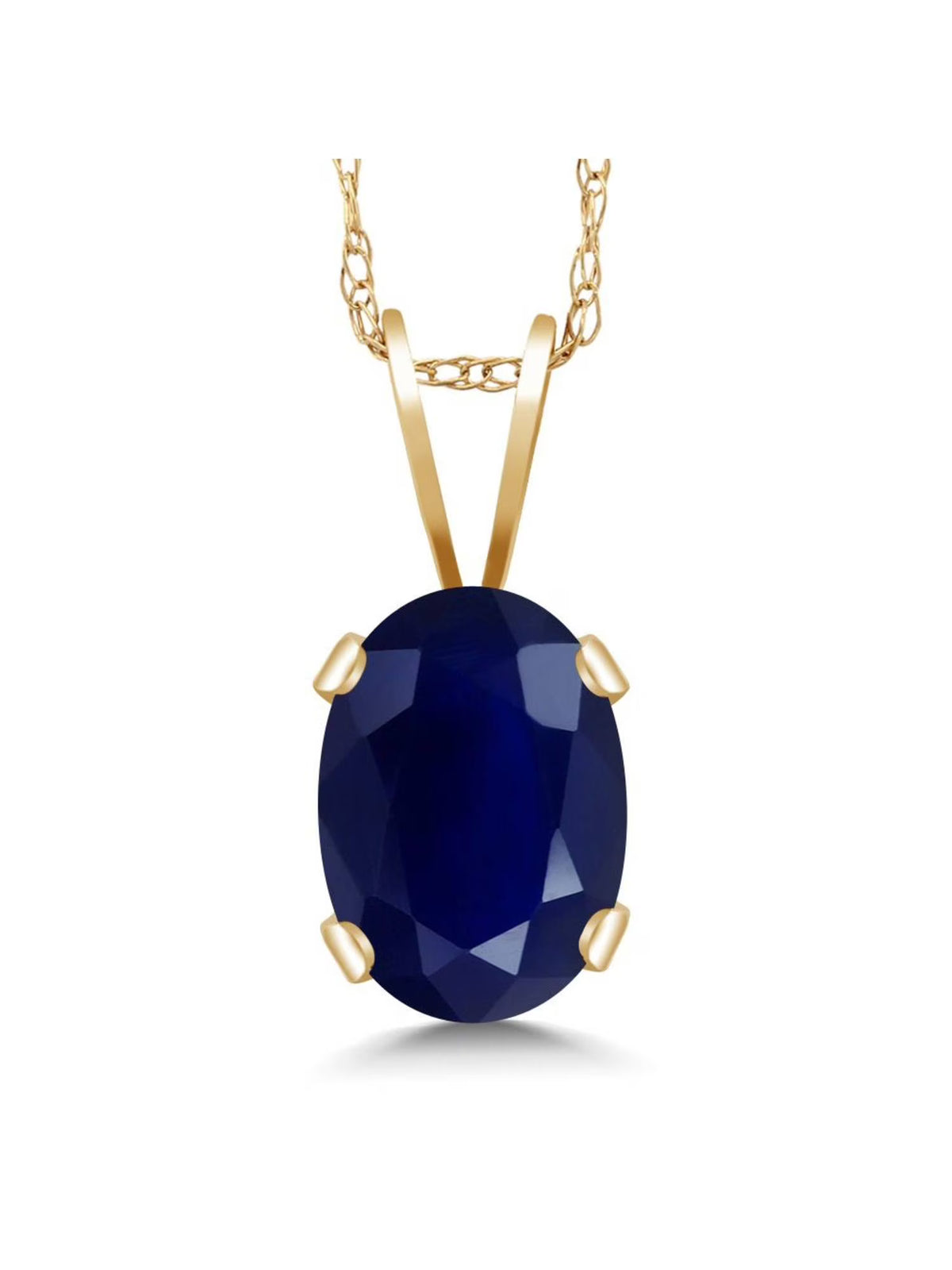 14K Yellow Gold Blue Sapphire Pendant Necklace with 18 inch Chain A70412