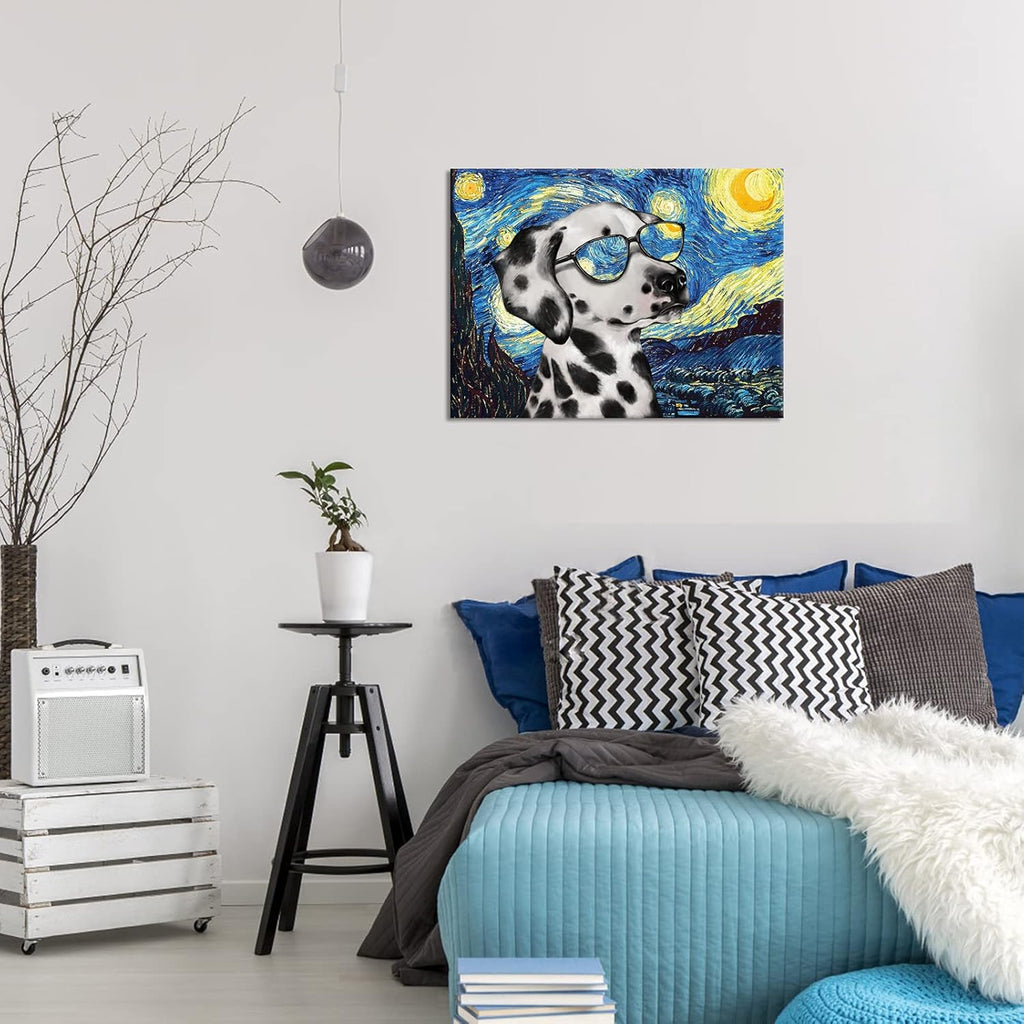 Funny Dog Painting Canvas Prints Wall Art N9438