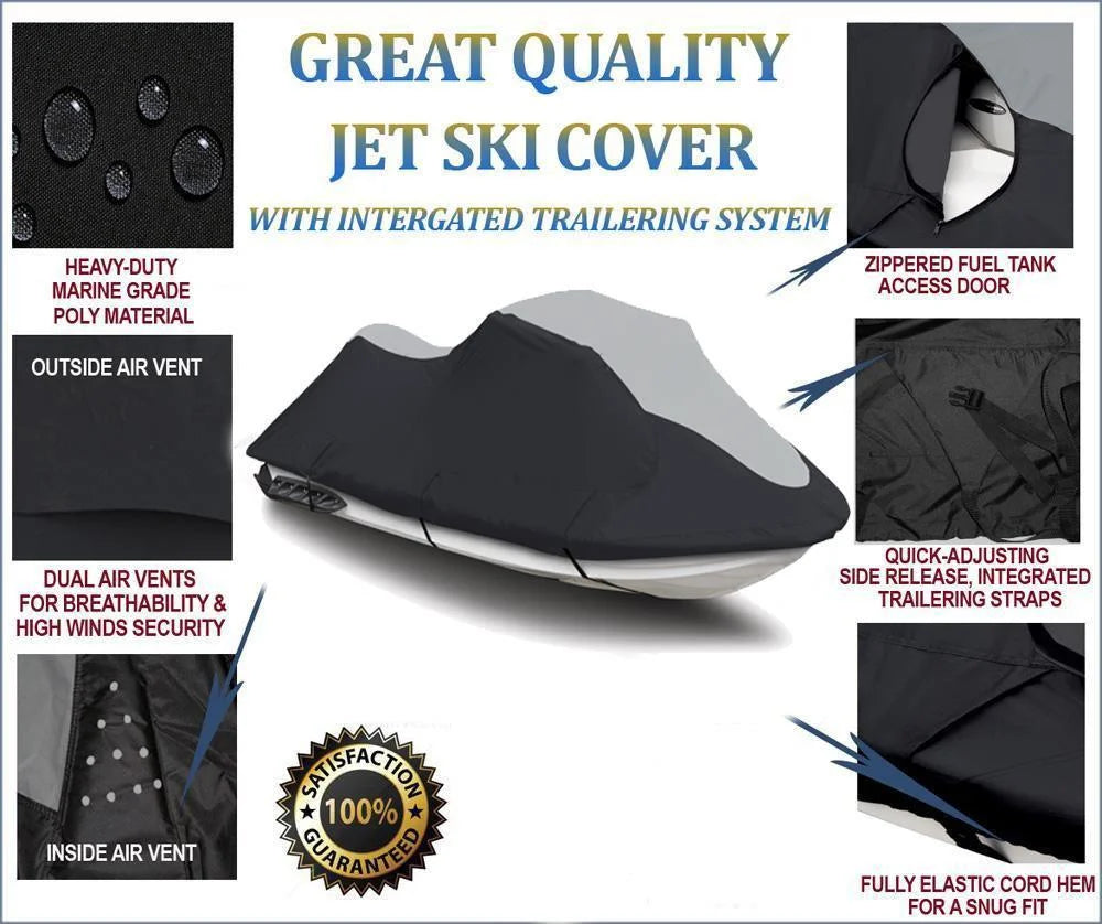 600D Jet Ski Cover Black/Grey 3 Seater 126" J6396
