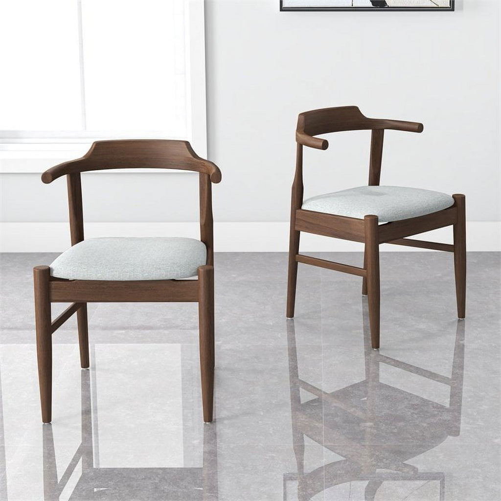 Mid-Century Wood/Fabric Dining Chair in Gray (Set of 2) A13908