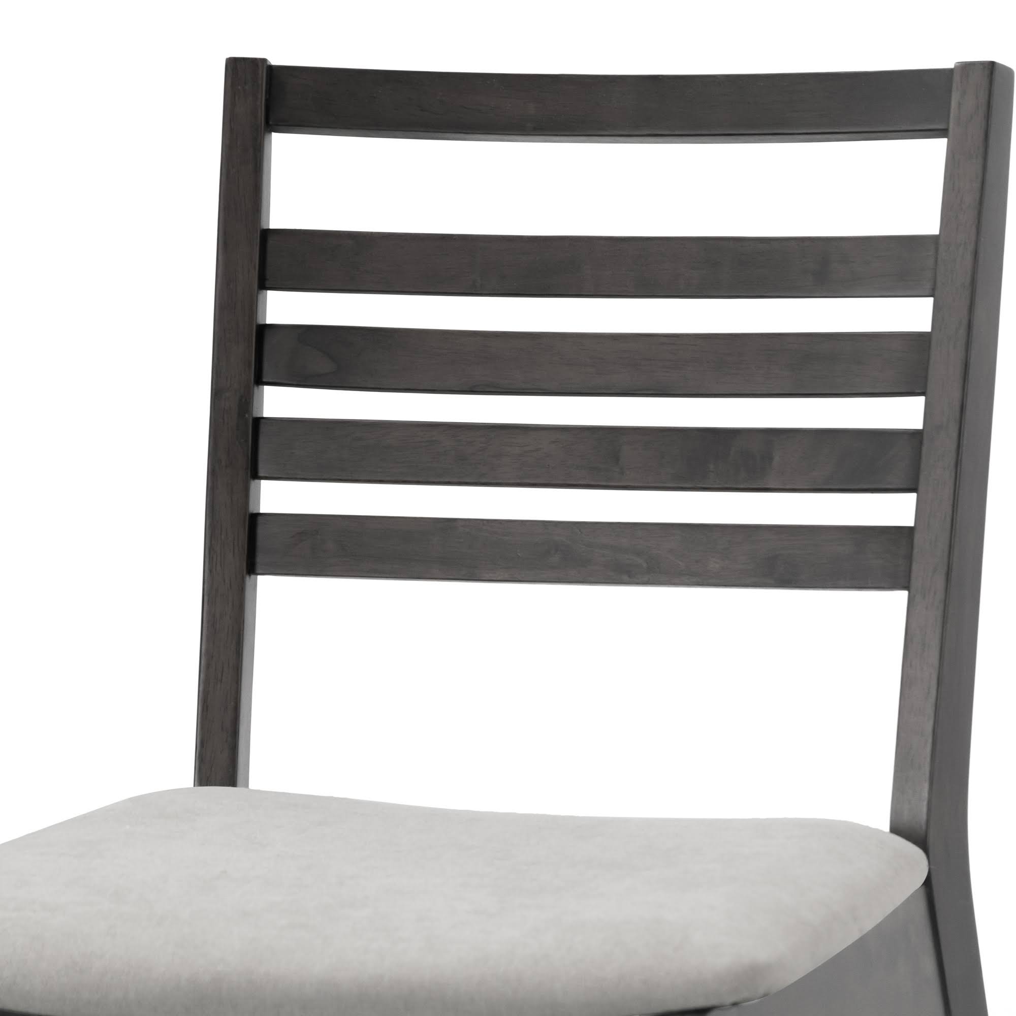 Set of 2 Black Wood Chair with Light Grey Fabric Seat and Ladder Back D199