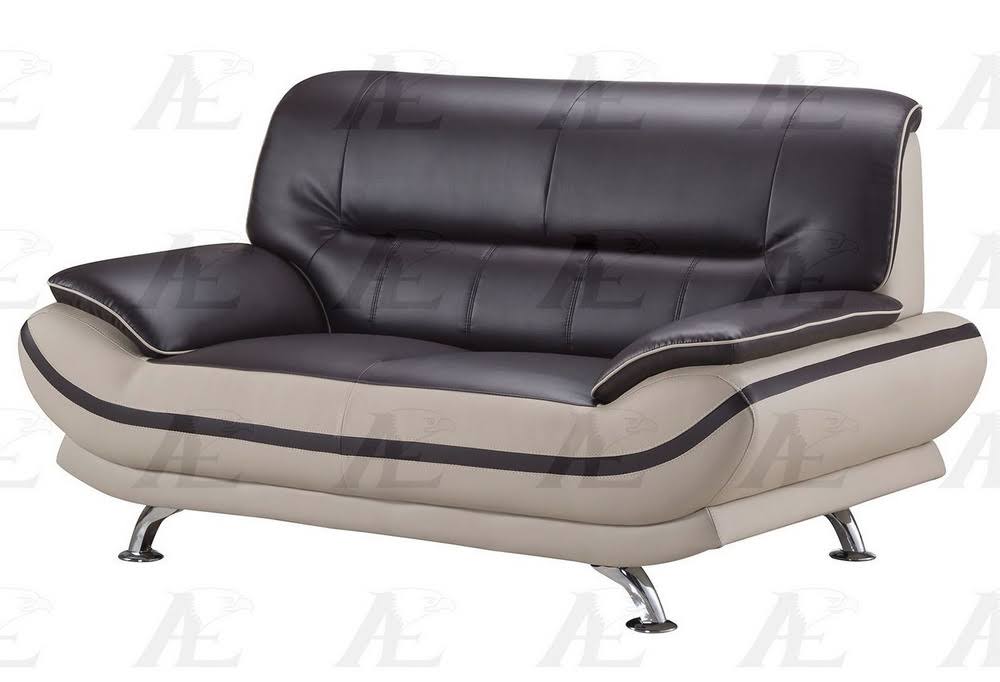 Mahogany/Light Gray Loveseat H6913