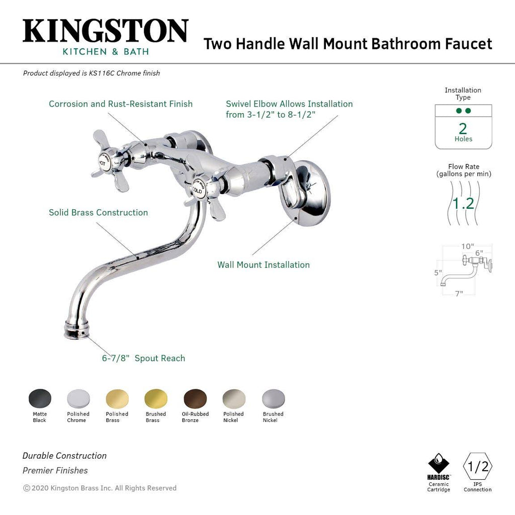 Polished Brass Adjustable Center Wall Mount Bathroom Faucet B580