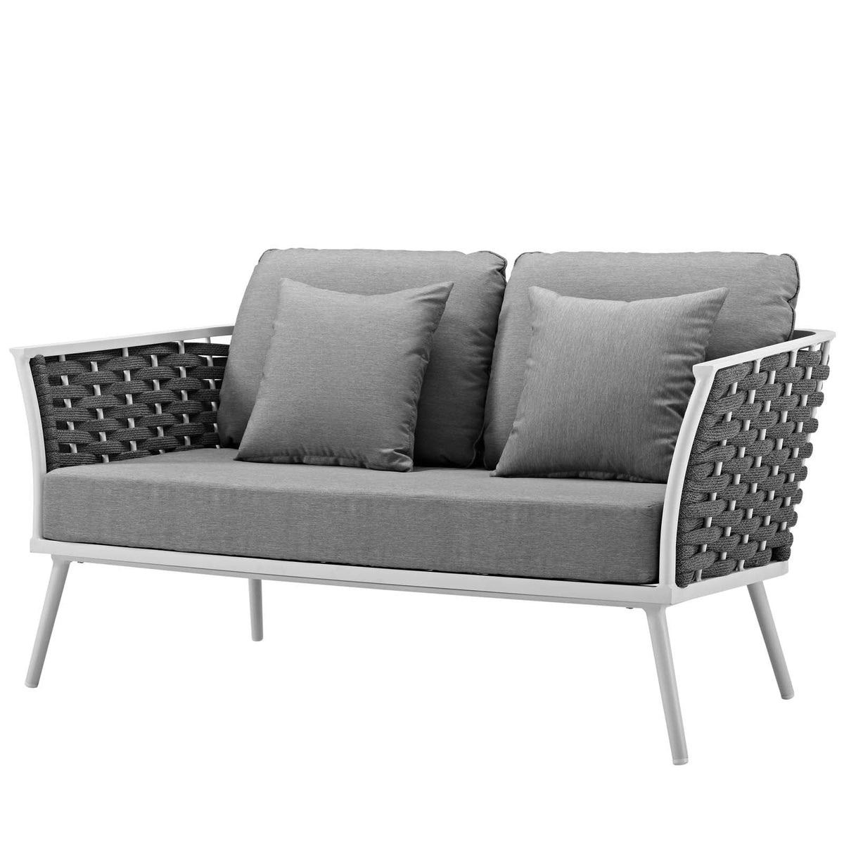 White Gray 6 Piece Aluminum Patio Sectional Sofa Set G90038