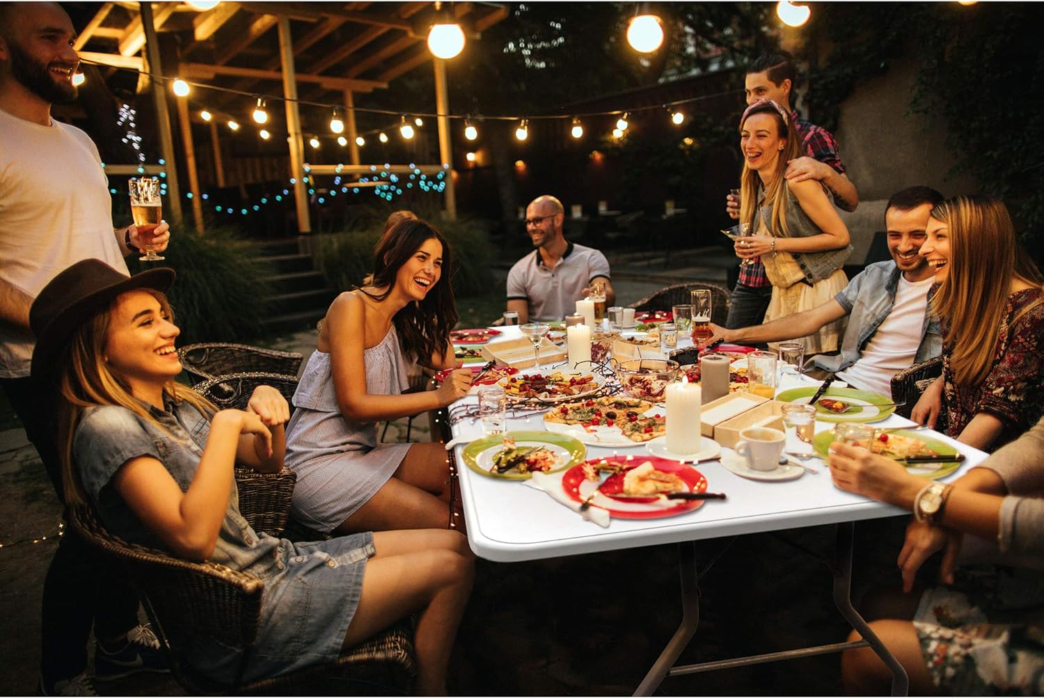 White 8 Foot Plastic Resin Folding Table I944