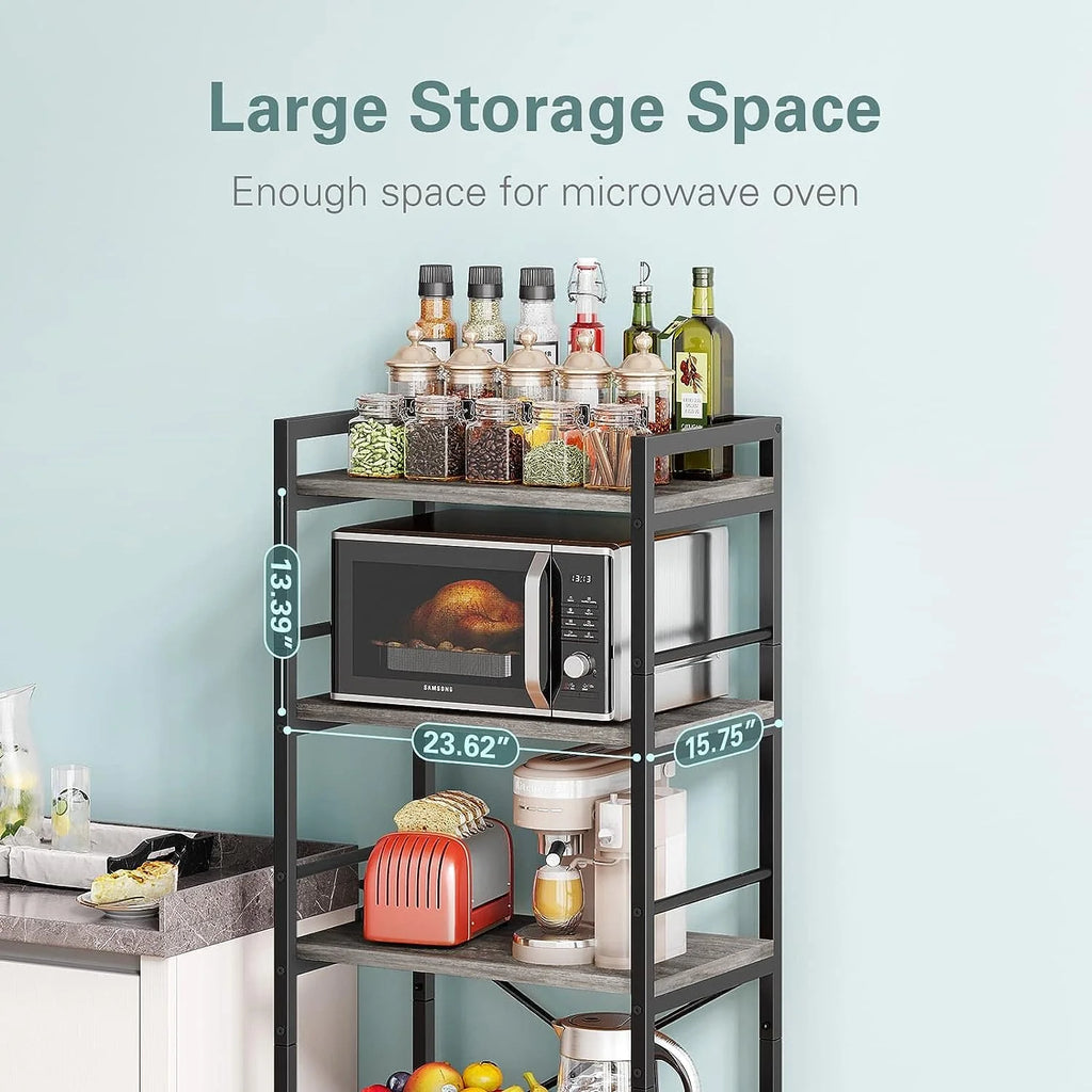 5-Tier Gray Microwave Stand Shelf with Storage M364