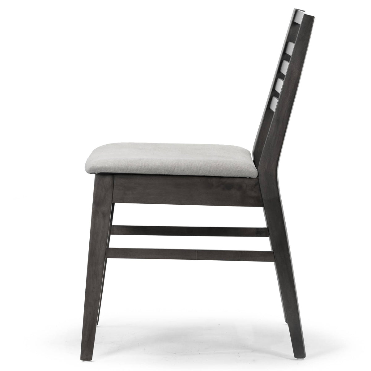 Set of 2 Black Wood Chair with Light Grey Fabric Seat and Ladder Back D199