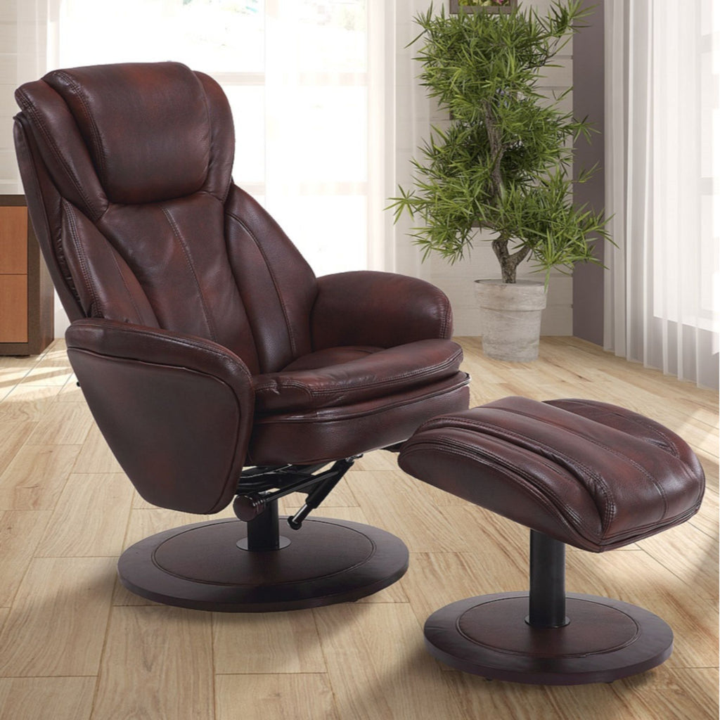 Red and Black Adjustable Swivel Recliner with Ottoman H55555